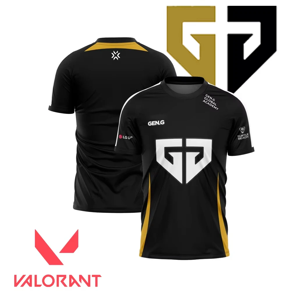

Gen.G Valorant Esports Jersey – Black & Gold Performance Tee with Official Team, Ideal for Korean Gaming Fans & Pro Streetwear