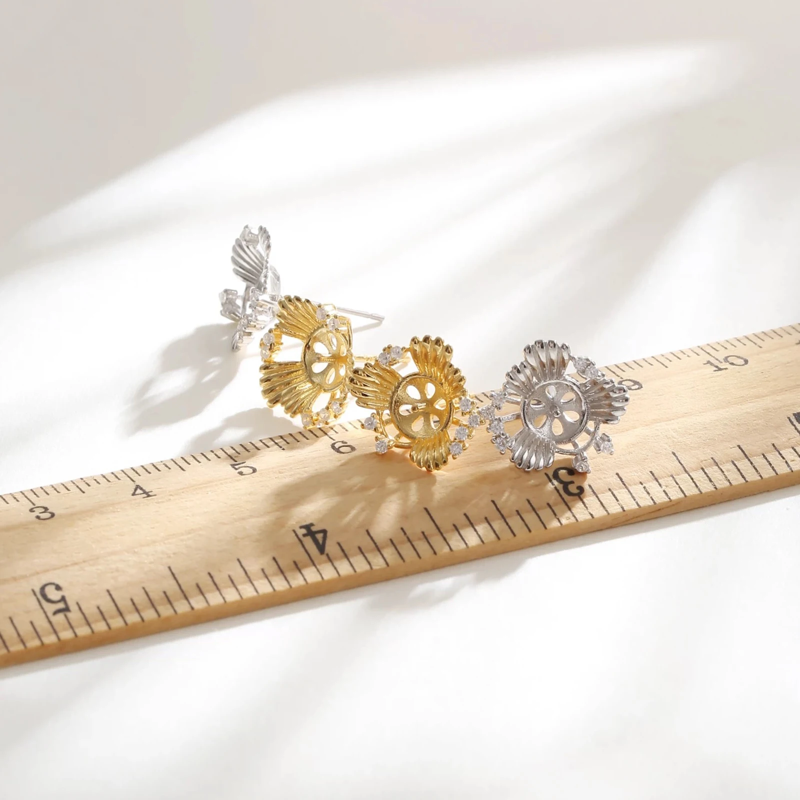 925 Sterling Silver Daisy Earring Accessories DIY Pearl Earring Posts Base Blank Pin Type Handmade Supplies