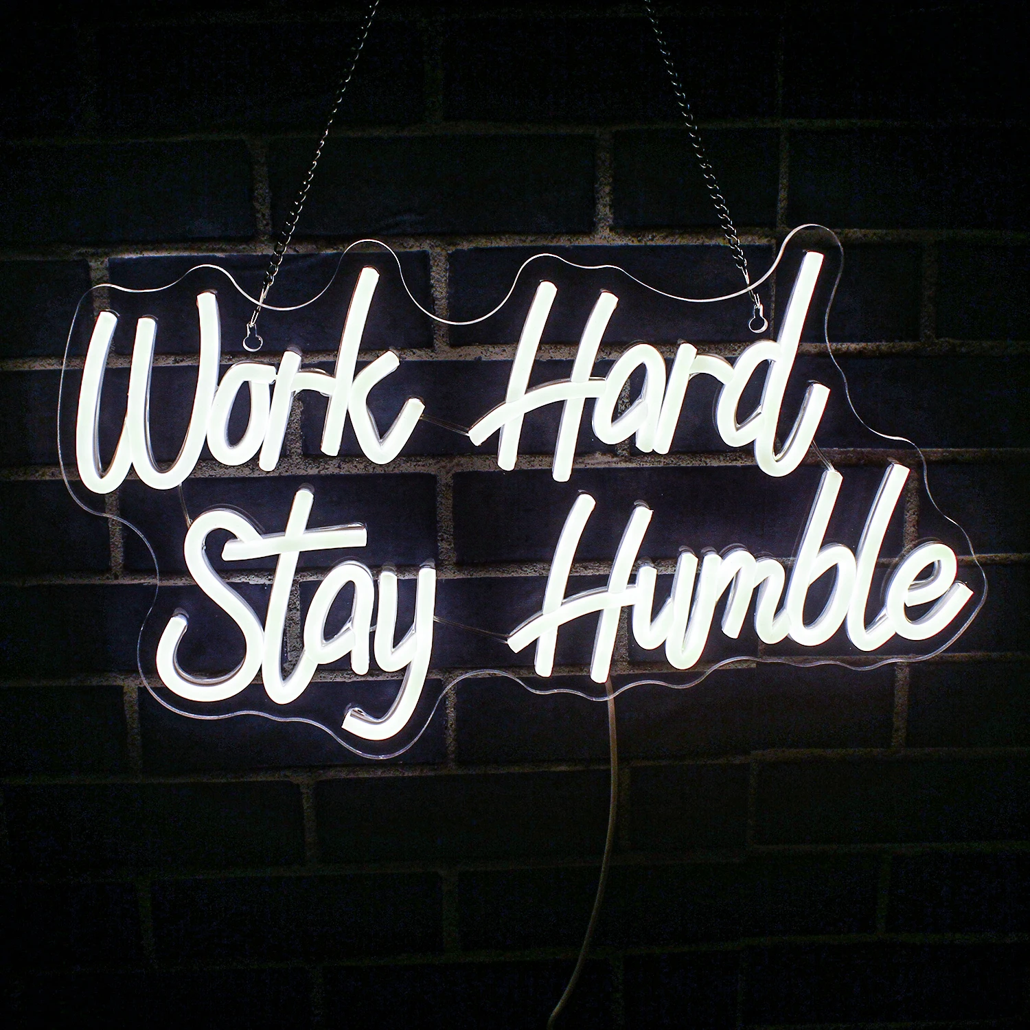 Imagem -04 - Work Hard Stay Humble Neon Sign Led Light Hustle Neon Lights para Quarto Sala Ginásio Sala de Aula Escritório Wall Decor