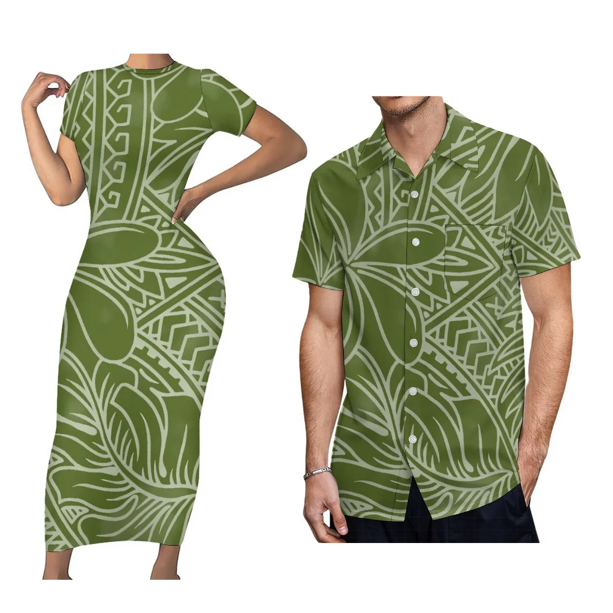 Para tradycyjny zestaw strój elegancki strój dla kobiety mężczyzna Samoa odzież polinezyjska Midi sukienka Samoa lato hawajska sukienka