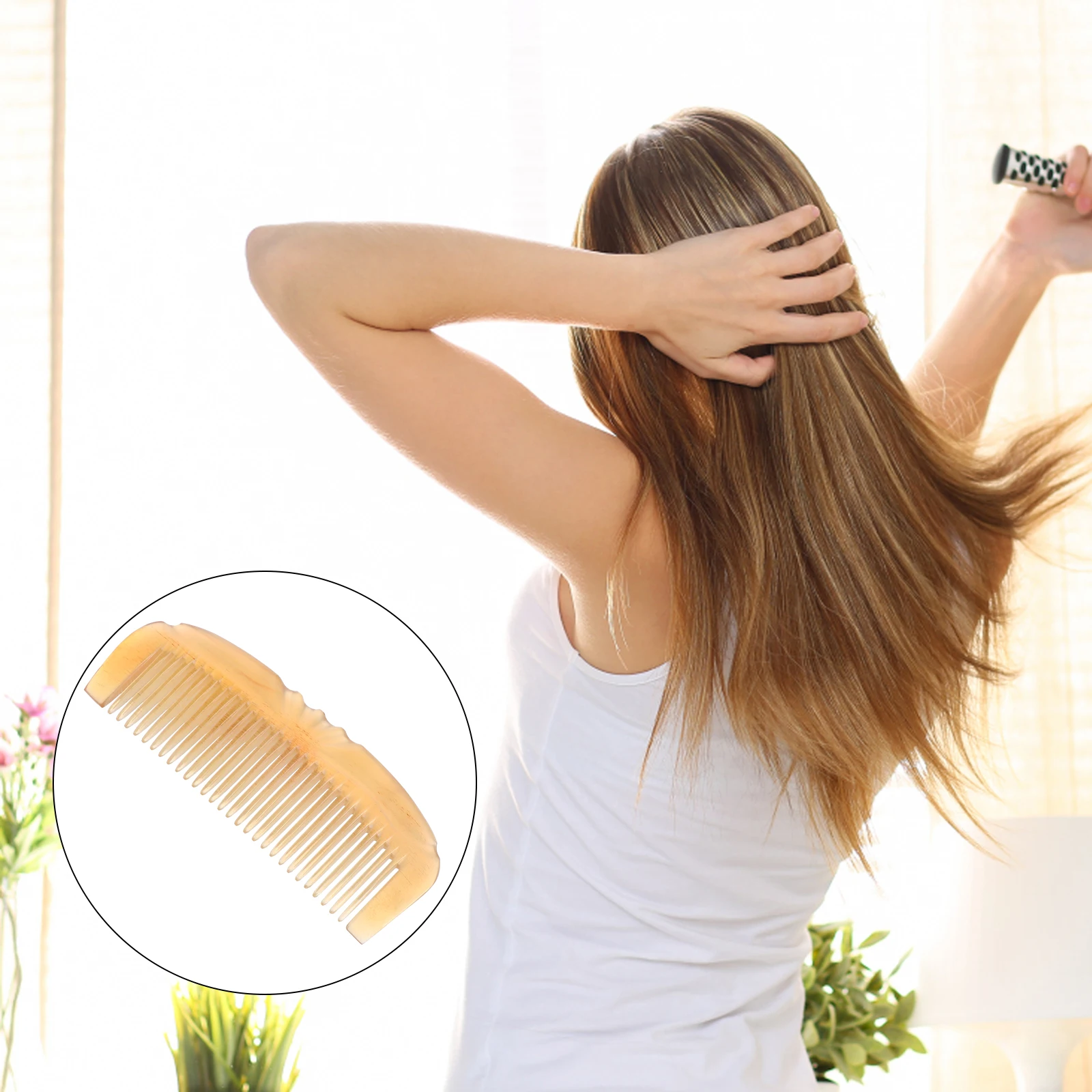 

Sheep Horn Hair Comb Natural Massage Wide Tooth Retro Smooth Close Teeth Protect Hair Stimulate Circulation Relief Headache Comb