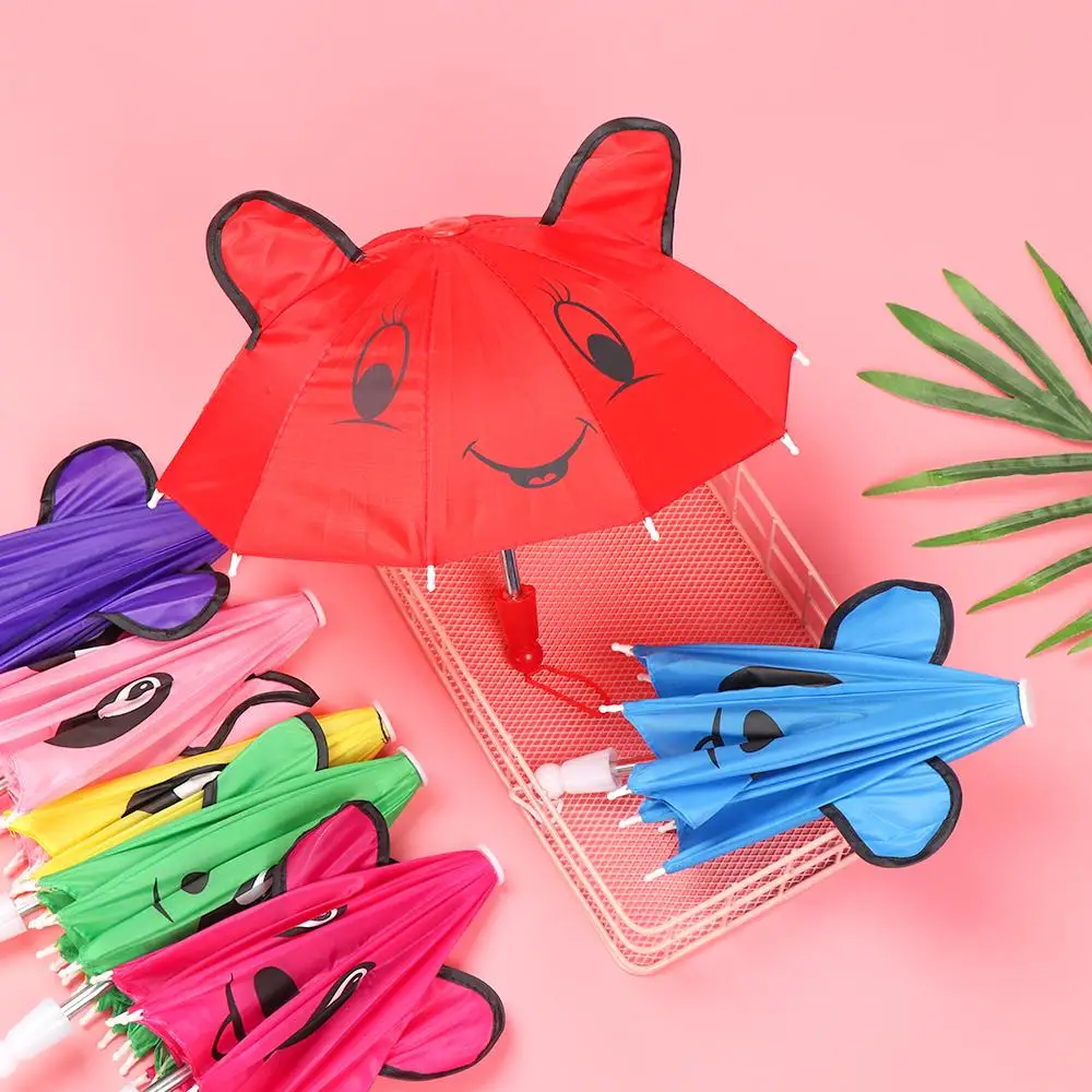 Animal Patterns Rain&Sun Umbrella Doll  Accessories Handmade Outdoor Gift Toys Accessories For Children Girls Birthday Gift