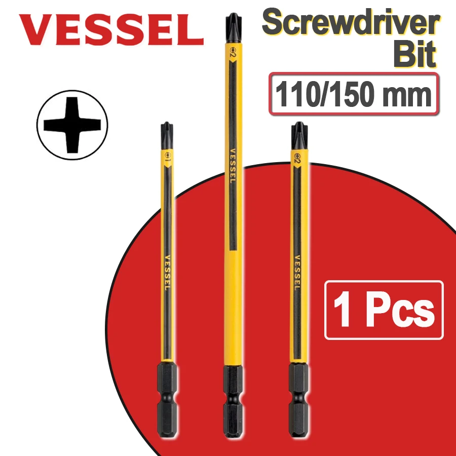 VESSEL 110/150 mm Phillips Screwdriver Bit Electric Screwdriver Drill Bit Tool Accessories NO. PS161110/ PS162110/ PS162150