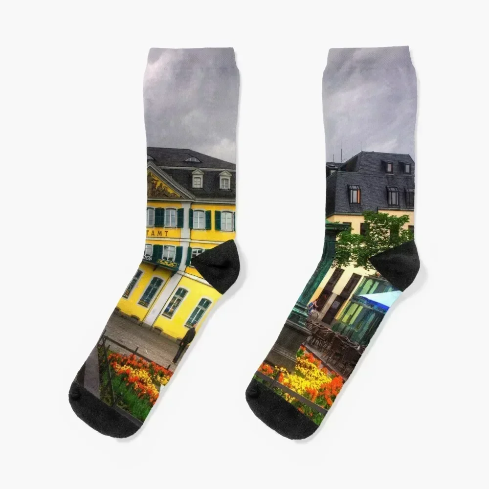 

Central Post Office and Beethoven Memorial in Bonn Socks heated Crossfit Run christmas gifts Socks Men's Women's