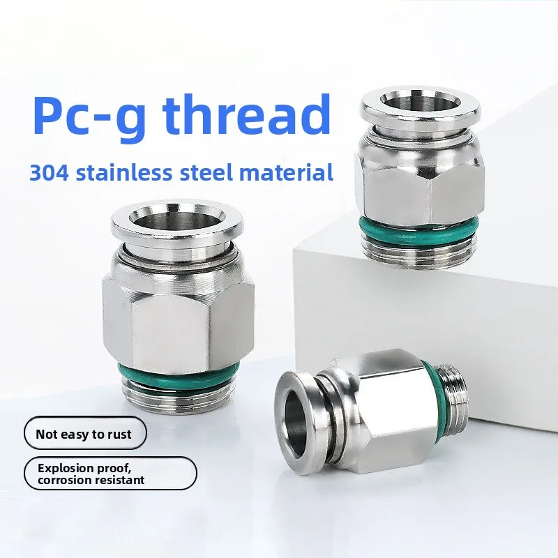

S304 M5 1/8" 1/4" 3/8" 1/2" BSP Stainless Steel PC Pneumatic Quick Connector G Thread Thread Pipe Water Gas Connector