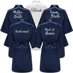 Satin Silk Robes Wedding Bathrobe Bride Bridesmaid Mother Maid Of Honor Gown Women Clothing Sleepwear