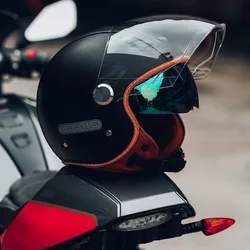 Jet Black Leather Three Quarters Retro Helmet Men Women Motorbikes Winter Warm Cruise American Style Safety Helmets