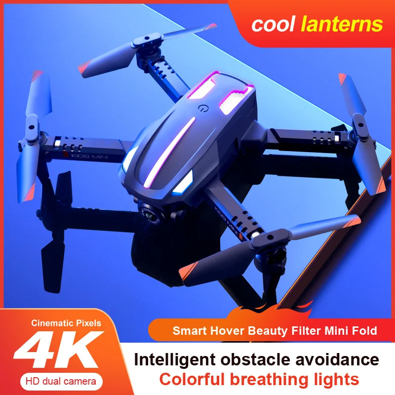 New K108 Mini Infrared Obstacle Avoidance Drone With 4K Profession Dual Camera Dynamic Lighting Folding Fixed Height Dron toy