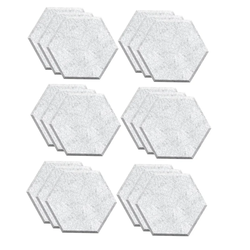 18 Pack Self Adhesive Soundproof Panels,12x10x0.4In Hexagon Acoustic Panels,for Recording Studio,Office,Home,Silver-Gray