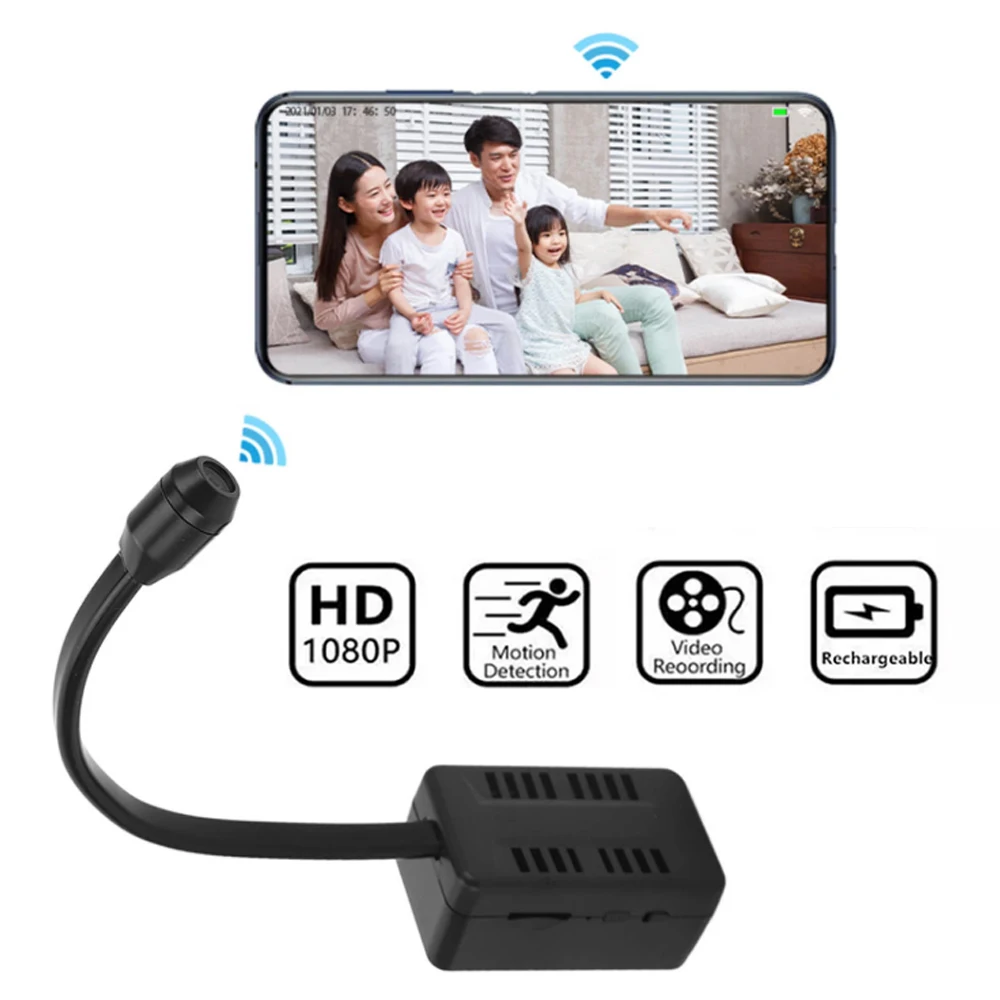 

1080P HD Mini WIFI Camera Surveillance Camera with Small Adjustable Snake Lens for Photo Video Security Cameras Small Cameras