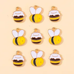 10Pcs Cute Bee Honey Jar Enamel Alloy Charm Pendants For Making Dangle Earrings Bracelets Necklaces Jewelry Accessories Findings