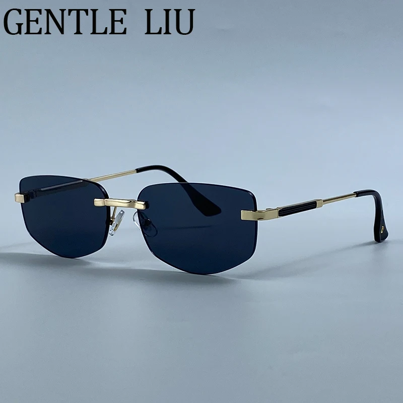 Steampunk Randlose Polygon-Sonnenbrille für Damen 2026 Luxusmarke Klassische Geometrische Sonnenbrille Metall-Fahrbrille Modische Eyewear Shades