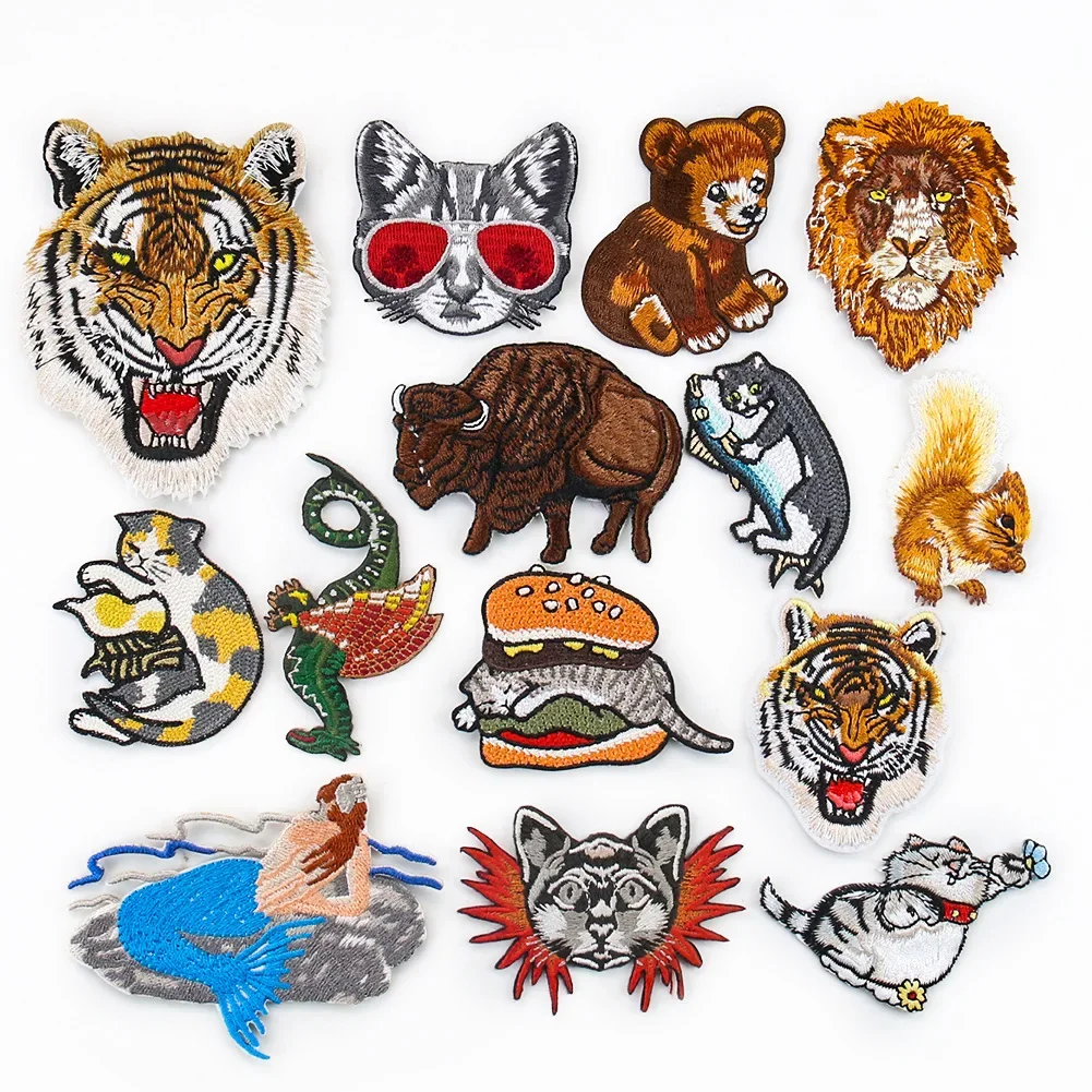 

3pcs/Lot DIY Sewing Accessories Notion Animal Embroidery Clothing Iron on Patches Cat Tiger Lion Badge Bag Hat Jeans Sticker