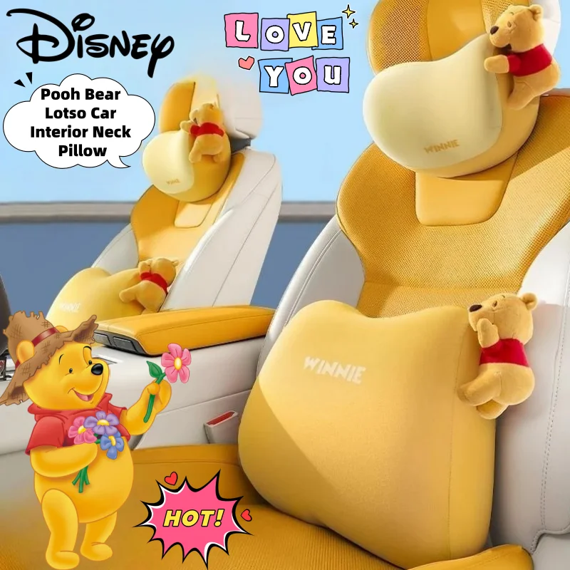 

Disney Pooh Bear Lotso Cartoon Creative Cute Car Head and Waist Pillow Personalized Anime Peripheral Car Interior Neck Pillow