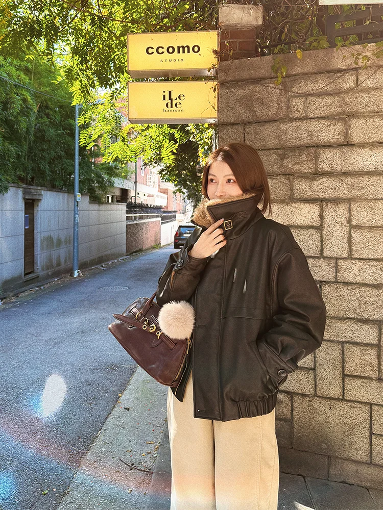 

Утепленная женская куртка с отстегивающимся меховым воротником, новая модель, хлопковое пальто в корейском стиле, свободный крой, длинный рукав, на молнии