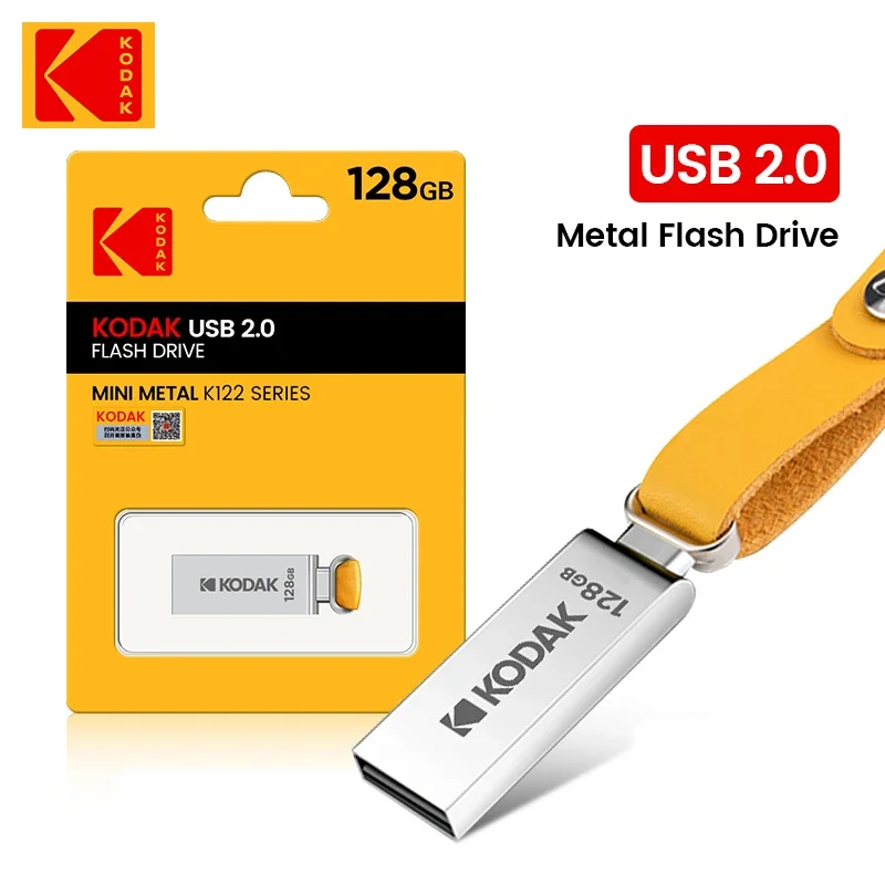 Kodak K122 Metal USB Flash Drive USB2.0 32GB 64GB 128GB Memory Stick Pen Drive For PC laptop Cars Best Gift