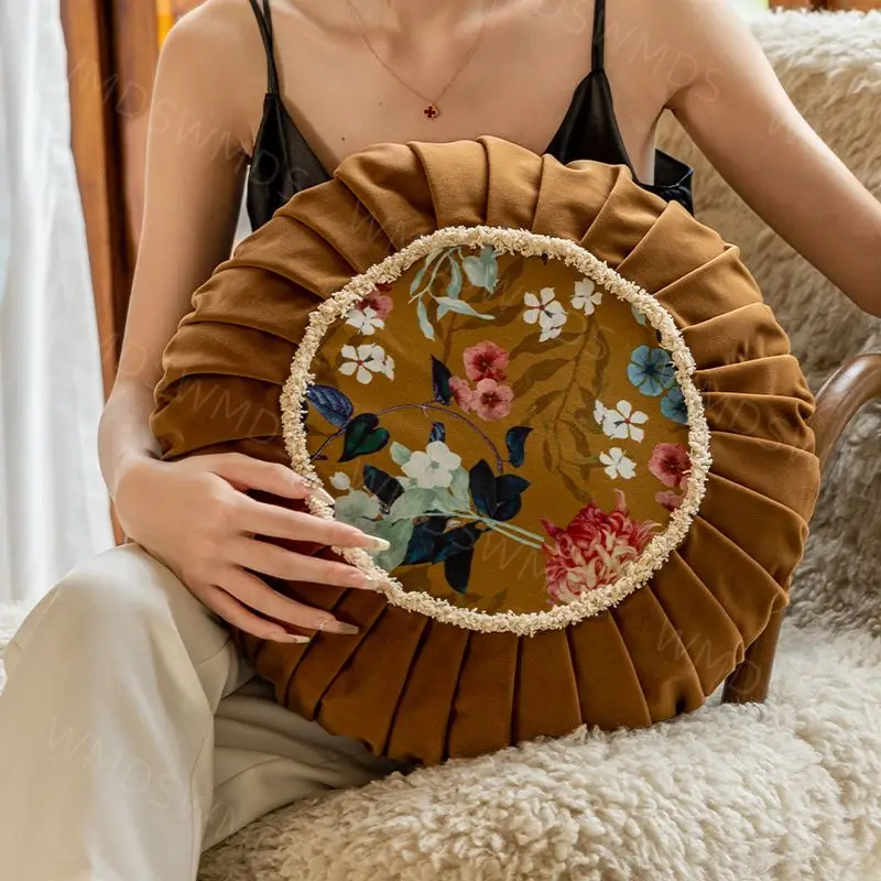 Lazy Sofa Round Seat Cushion Light Luxury Thick Retro Bay Window Pillow Detachable Washable Fabric With Core Home Decoration