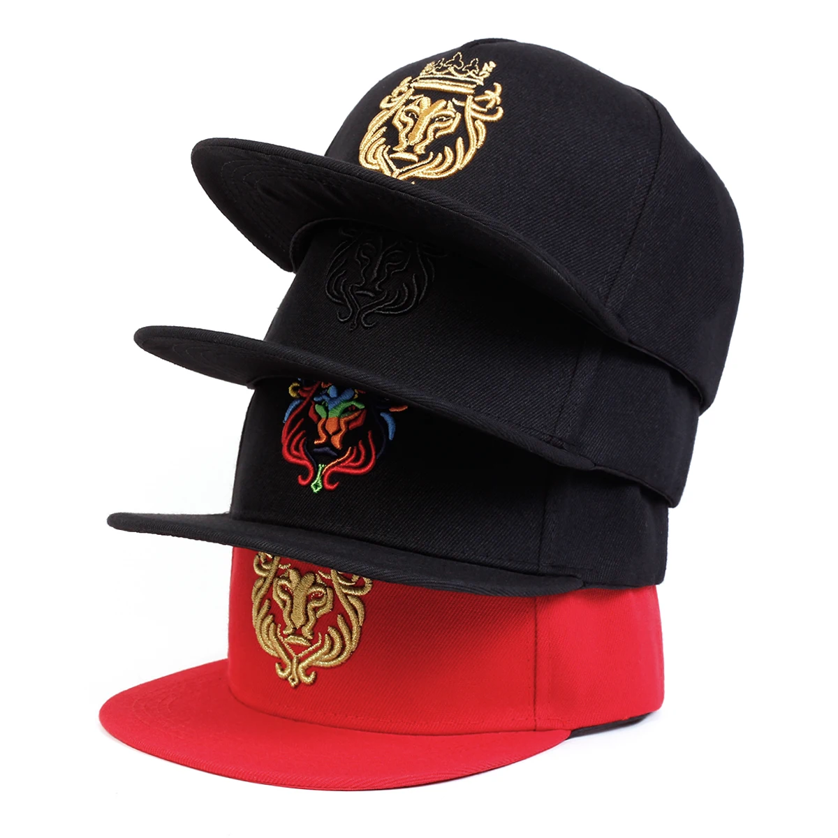 Unisex Lion Crown Embroidery Hip-hop Hats Outdoor Adjustable Casual Baseball Caps Sunscreen Hat