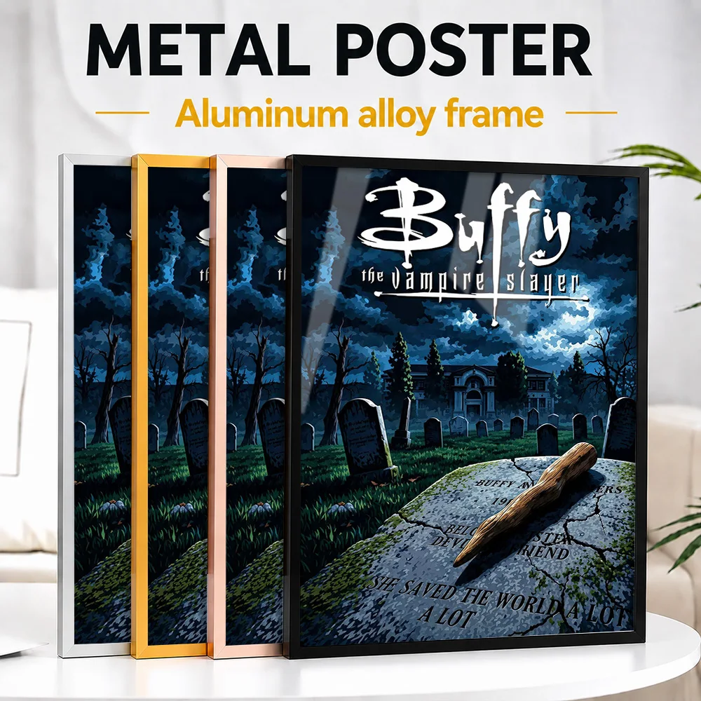 Buffy The Vampire Slayer Cemetery Framed Metal Print Customized Photo Gothic Thriller Style Wall Art For Game Room Viewer Gift