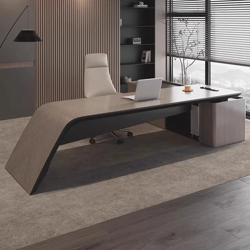 Brown Strong Executive Office Desk Luxury Wooden Modern Adjustable Computer Desks