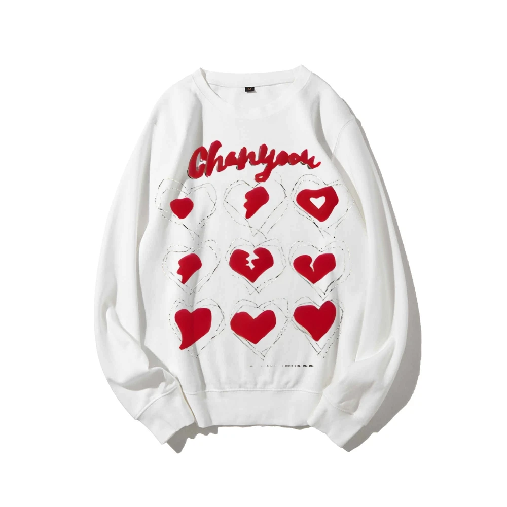 Unique Pattern, Cute, Oversized Sweatshirt Women, Y2k Bunny Hoodie, Hand-Painted Korean Style, Cozy Fleece Pullover, Fall Winter