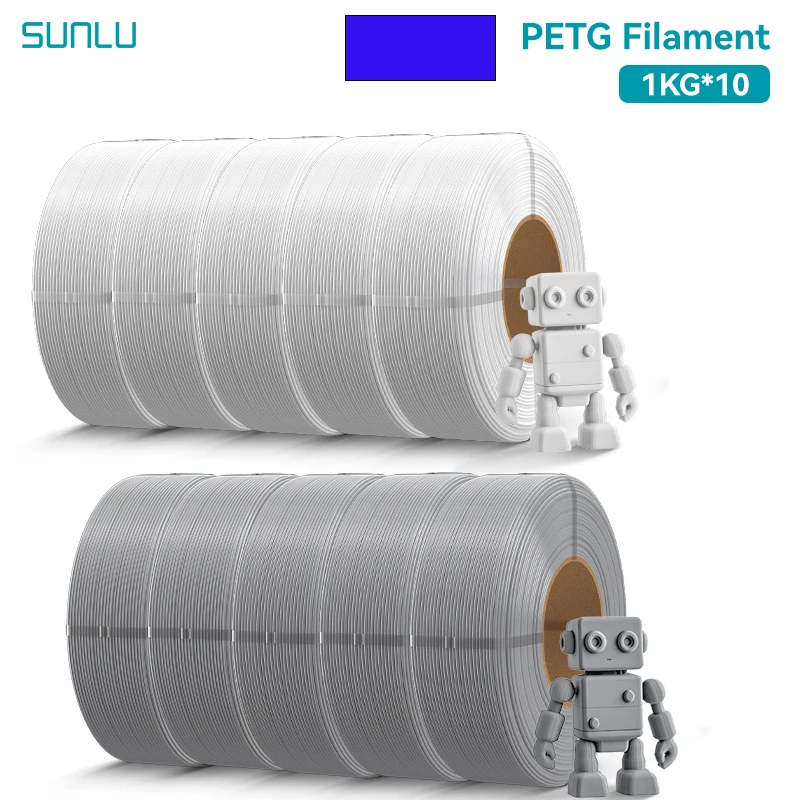 SUNLU 10 kg PETG/ Hochgeschwindigkeits-Matt-PETG-Filament 1,75 mm 1 kg ohne Tablett, 3D-Drucker-Filament für 3D-Drucker, Refll-Filament