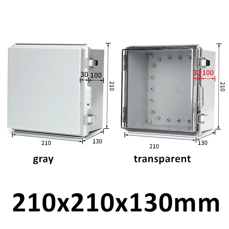 IP67 waterdichte ABS-aansluitdoos grijs transparant deksel buiten elektrische behuizing scharnierende behuizing voor elektronische instrumenten