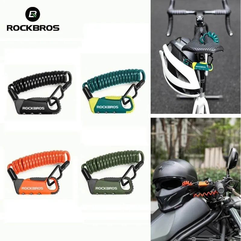 ROCKBROS 3-stelliges Passwork-Fahrradkabelschloss, leichtes Spiralschloss für schnelle Sicherheit, tragbares Fahrrad- und Motorradhelmschloss