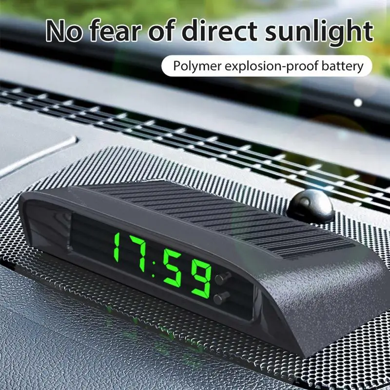 Portable Solar Car Digital LCD Clock & Temperature Display Auto Dashboard Clocks Backlight Electronic Screen Temperature Clock