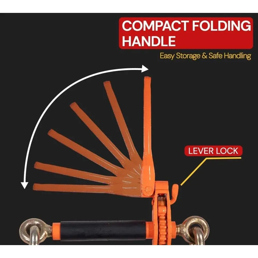 High-Visibility Orange 18,100 lbs WLL Ratchet Handle Load Binder with Grab Hook for Hauling and Securing Loads