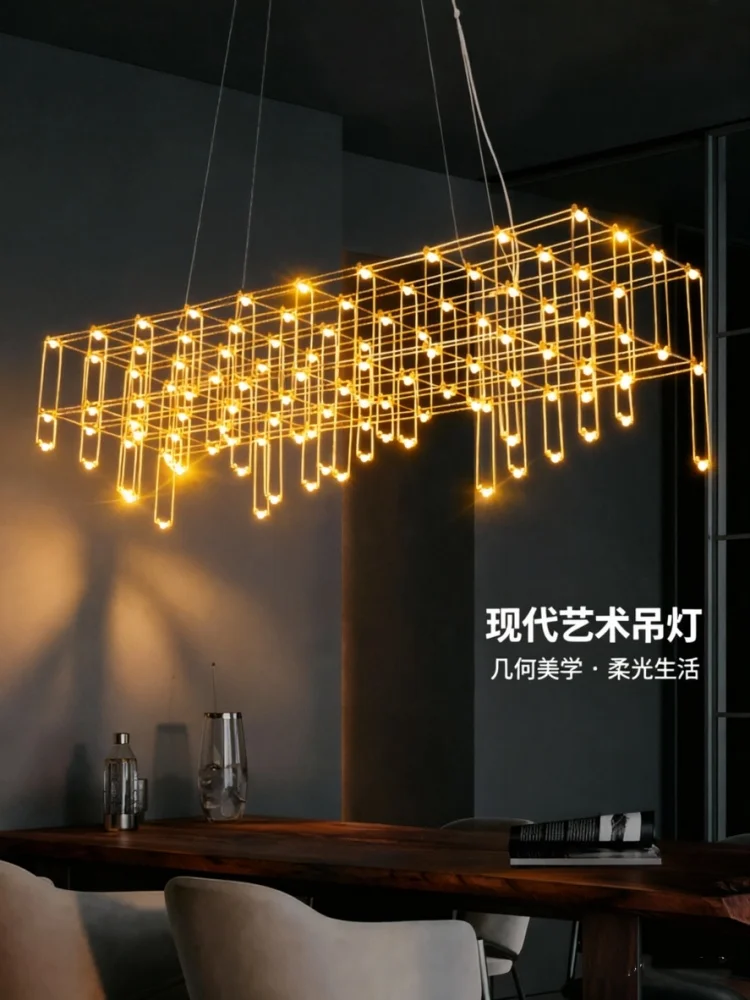 Postmodern Dining Room Led Chandelier Creative Firefly Personality Front Desk Bar Counter Light Model Room Long Lighting Fixture