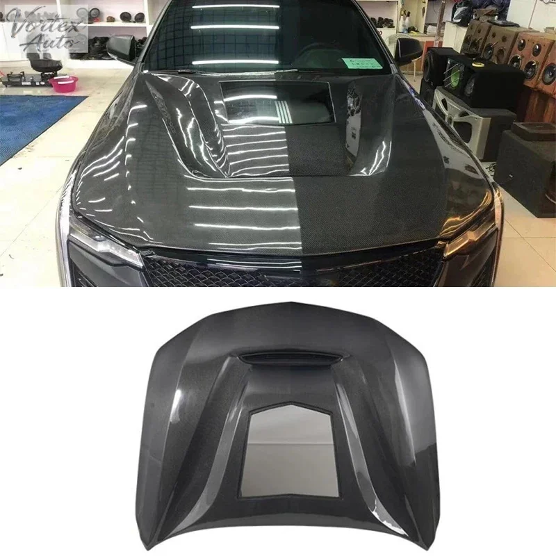 

For Cadillac CT4 2020-2026 Luxury Sport V Blackwing GTS Transparent Carbon Fiber Hood Bonnet Cover Perfect Fitment High Quality