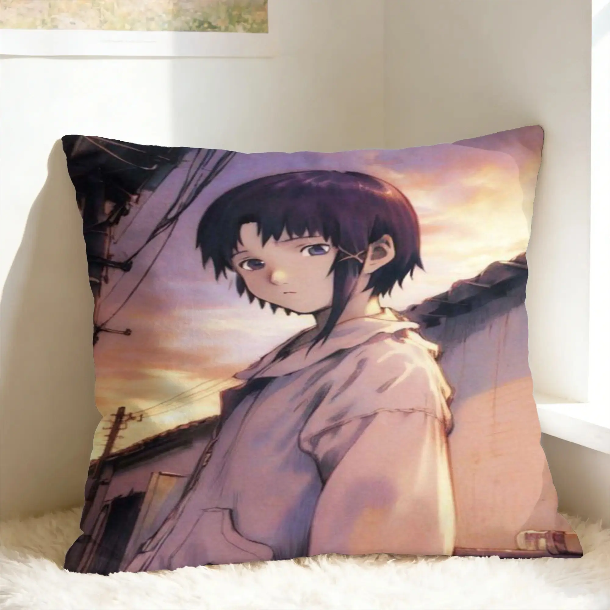 Pillow Cover Anime Serial Experiments Lain  Fashion Pillow Case For Sofa Bedroom Home Decor Pillowcases