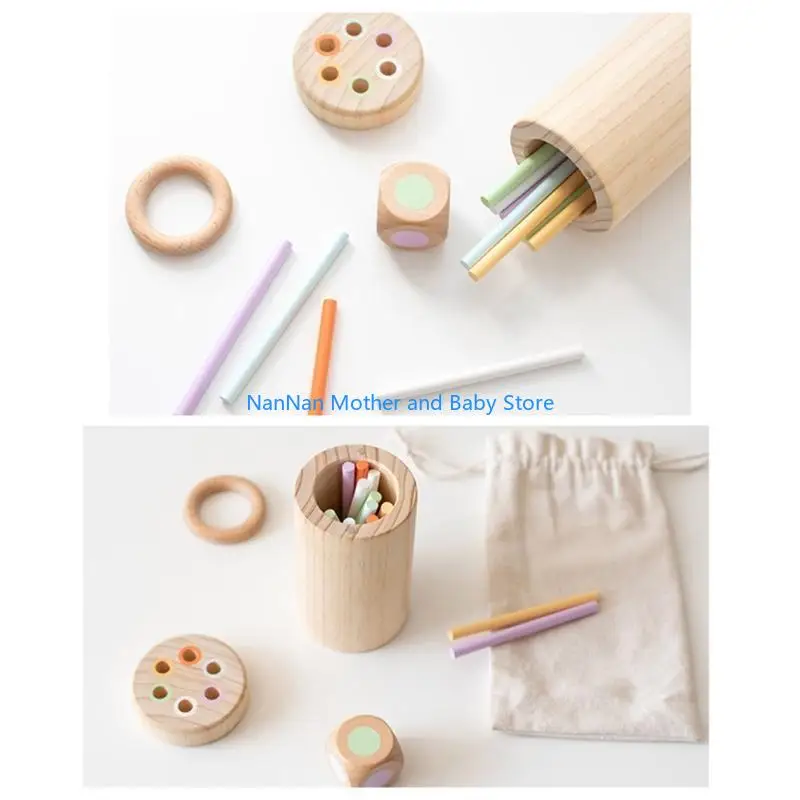 Crianças bastões pilhas quebra -cabeça com blocos construção cores