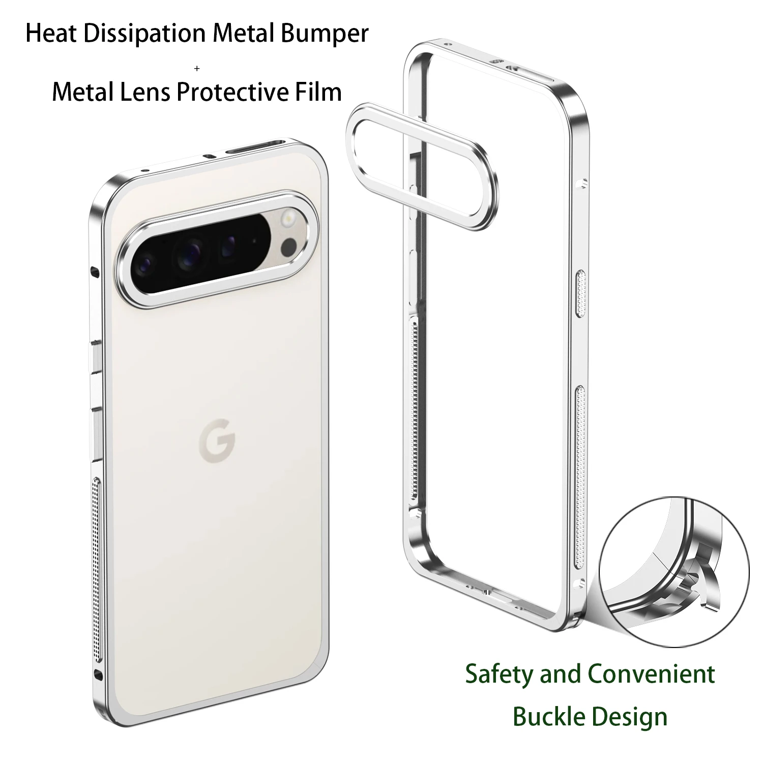 

Aluminum Alloy Cooling Bumper Case For Google Pixel 9 Pro XL Metal Camera Protective Film Hard Back Frame Bumpers