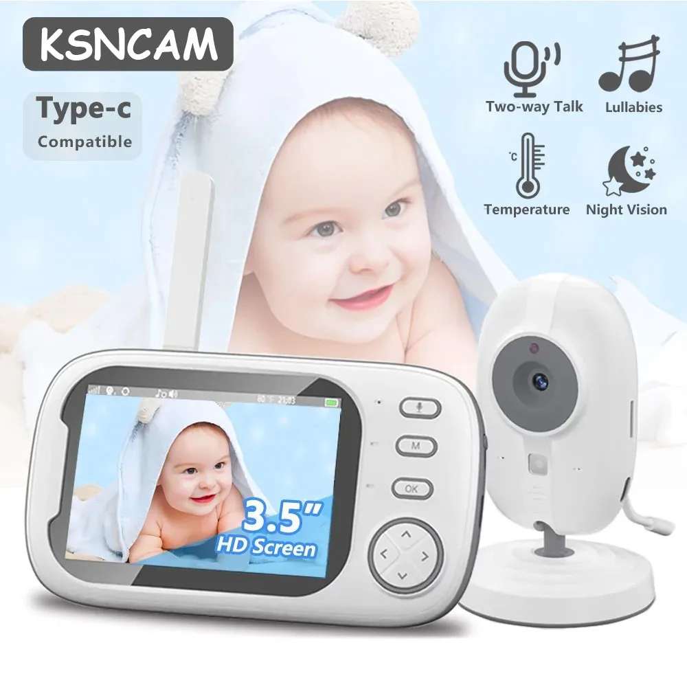 KSNCAM New 3.5 inch Wireless Video Baby Monitor Night Vision Temperature Monitoring 2 Way Audio Talk Baby Nanny Security Camera