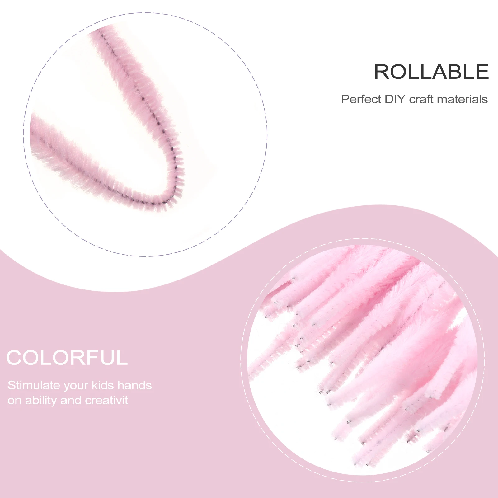 

200pcs Chenille Stems Wave Kids Toys naments Strips H made Supplies DIY Crafts Bulk Pack Pink