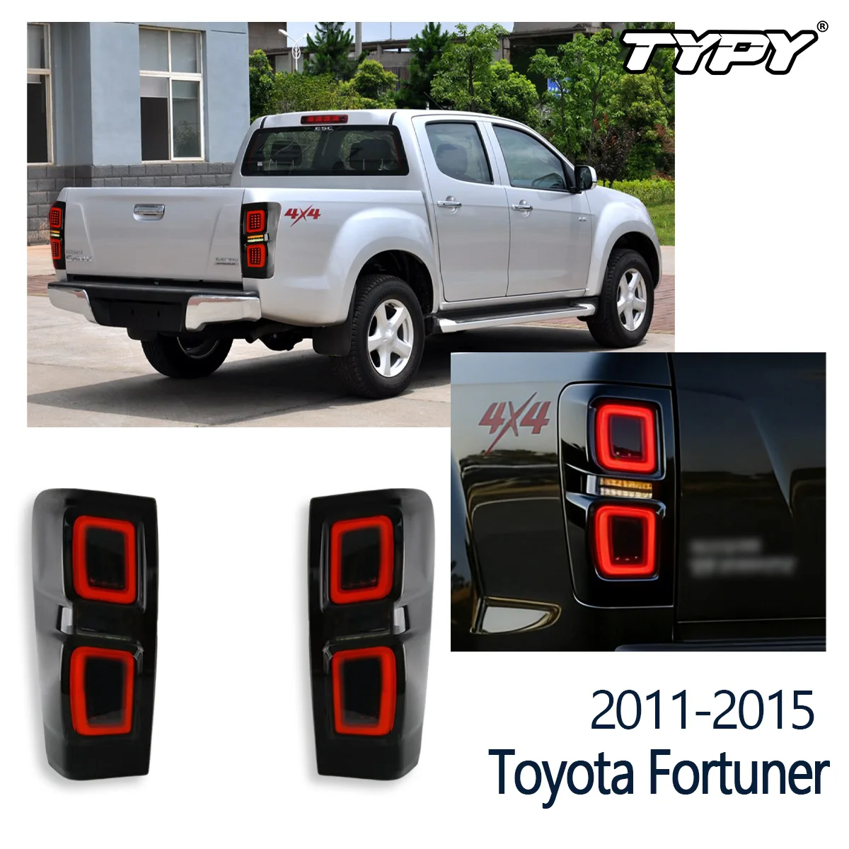 For Toyota Fortuner 2012-2019 Led Tail Light Assembly Driving Brake Reverse Light Turn Signal Lamp Rear Fog Lamp Accessories
