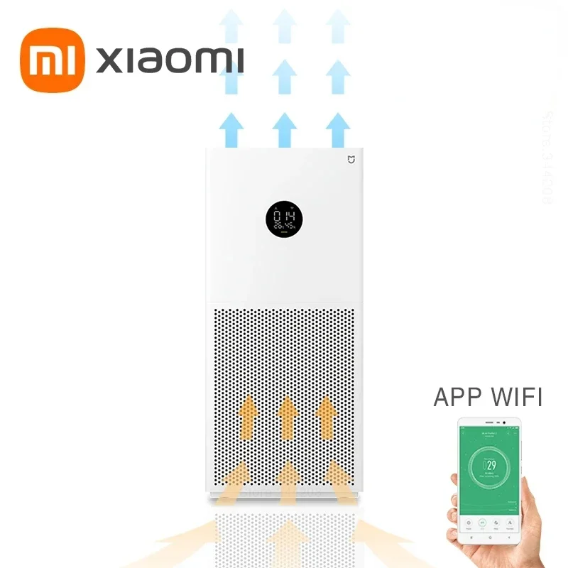 Умный очиститель воздуха MIJIA XIAOMI, 4 Lite, светодиодный дисплей, четвероочистка, удаление алдегида, домашний ионизатор воздуха, 35,8 дБ (A), низкий уровень шума