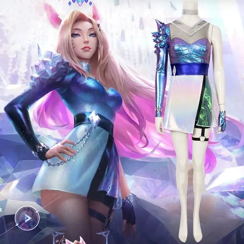 Ahri Cosplay para Mulher, Game LOL, KDA, S10, Final, Tudo Fora, Vestido Sexy, Halloween, 2020