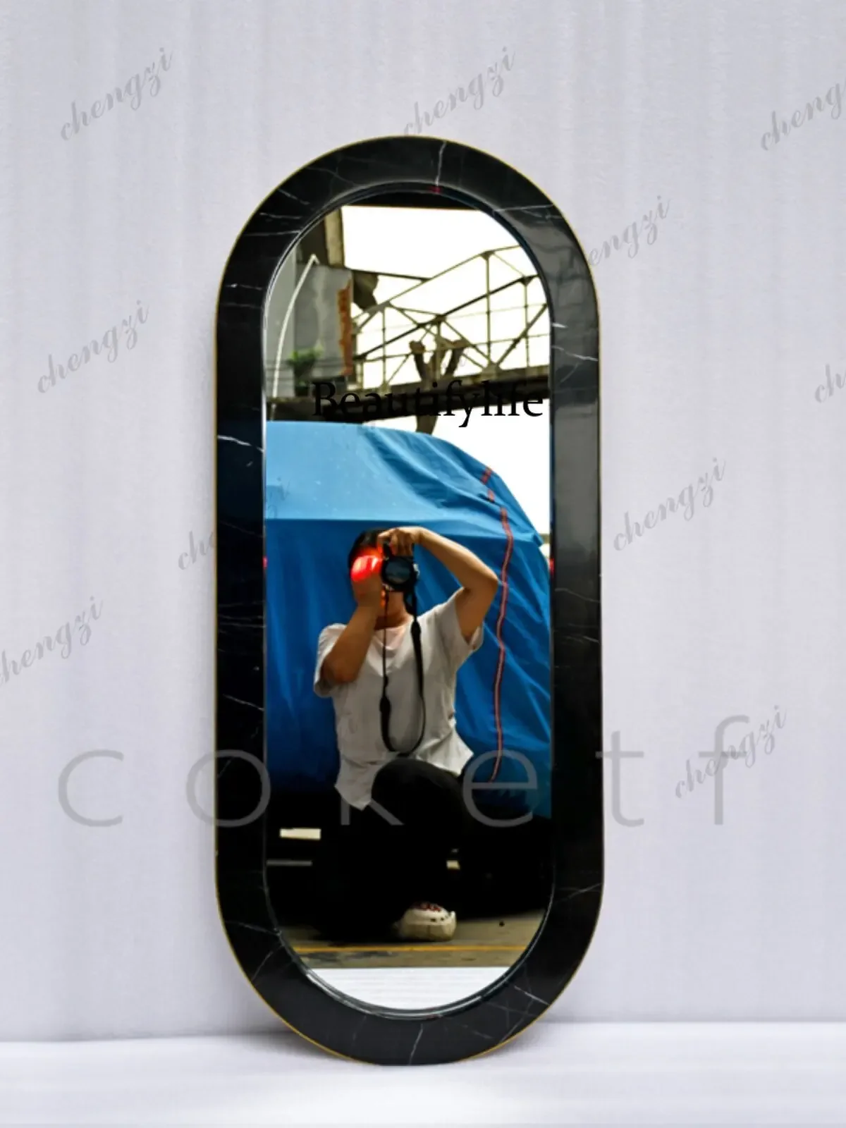A4567 Light luxury high-end natural marble full-body mirror floor-to-ceiling home wall-mounted designer custom fitting mirror