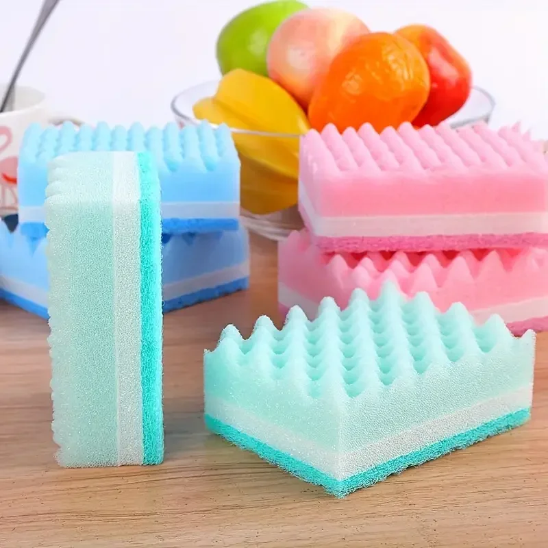 5 Magic Cleaning Sponge Tableware Cleaning Sponge Pulp Cotton Colored Rust Removal Pot Brushes Kitchen Cleaning Tools