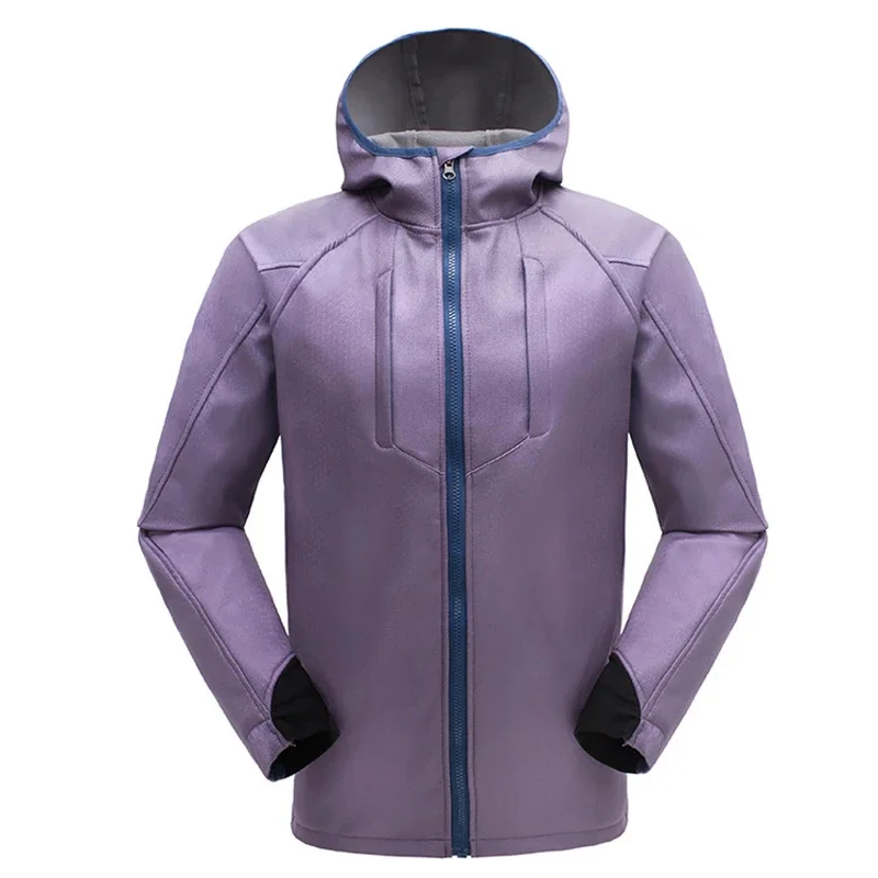 Waterproof Soft Shell Charge Jacket Men's Windproof Warm Fleece Hooded Coat Outdoor Hiking Camping Climbing Sports Jackets Male