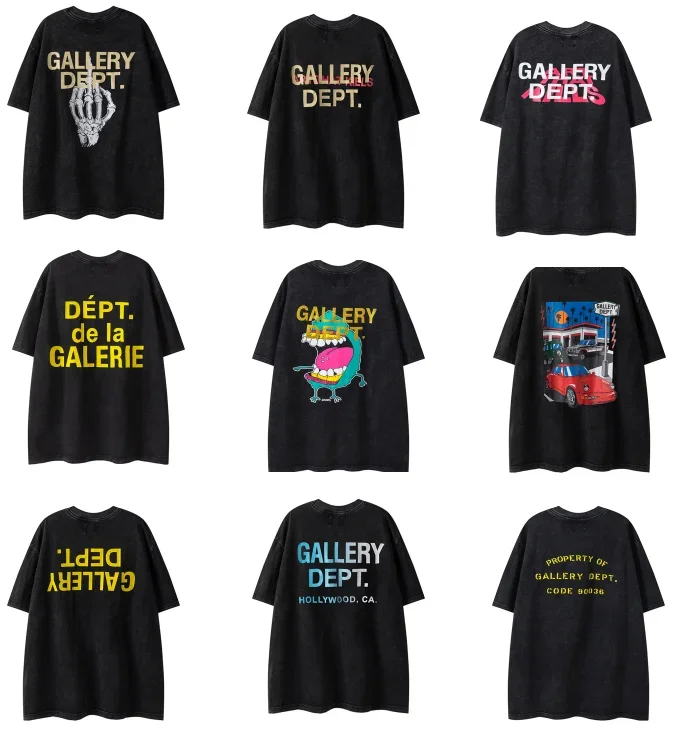 GALLERY Logo T Shirt Loose Oversized Hip Hop Couple style Shirt DEPT New Vintage Wash black Tee Men Fashion Brand Letter Print