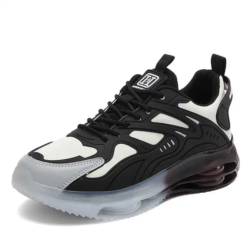 Legítimo zapatos de cuero para patineta de carretera, zapatillas tejidas para hombre, zapatillas deportivas totalmente negras, bonito fabricante de ejercicios de moda para hombre