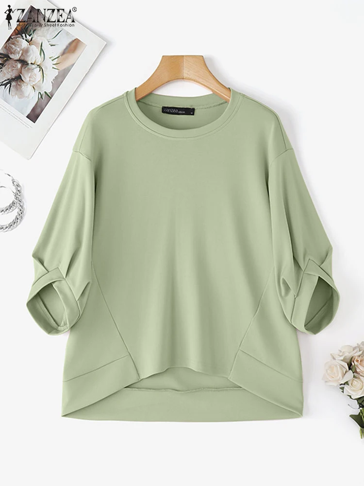 

Summer Spring Blusas 3/4 Blouse Women Casual Loose Tops 2025 ZANZEA Casual OL Work Blusas Solid Color Fashion Tunic Oversized
