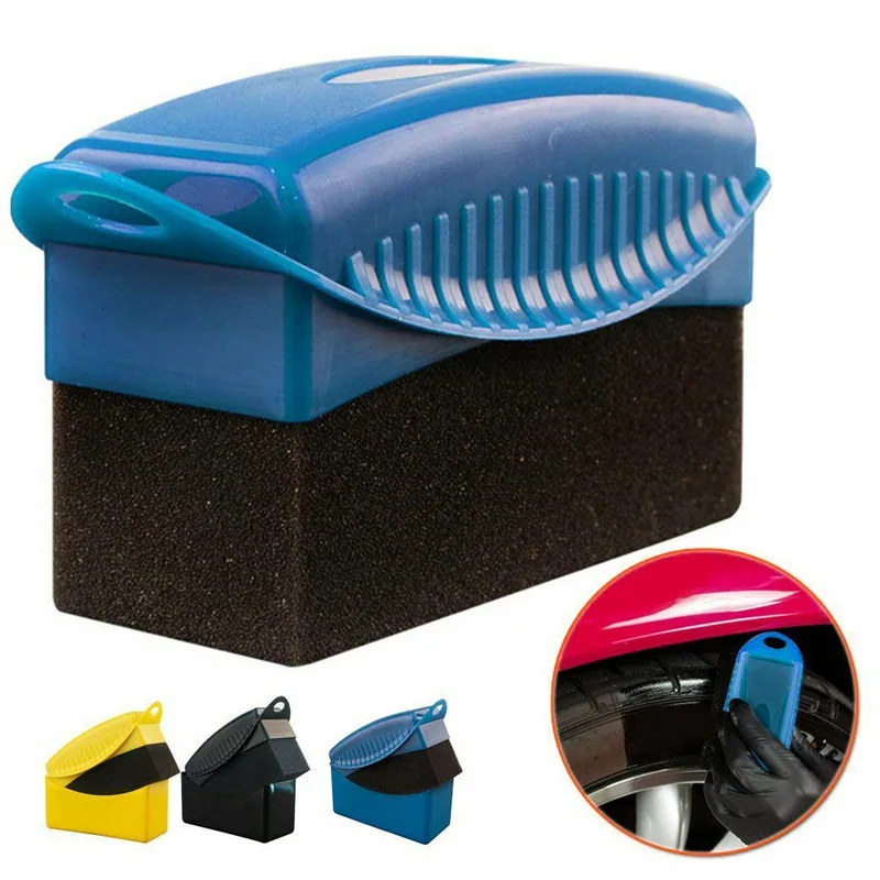 Auto ABS Washing Cleaning Tire Contour Dressing Applicator Pads Detail Tools Car Wheel Polishing Waxing Sponge Brush With Cover