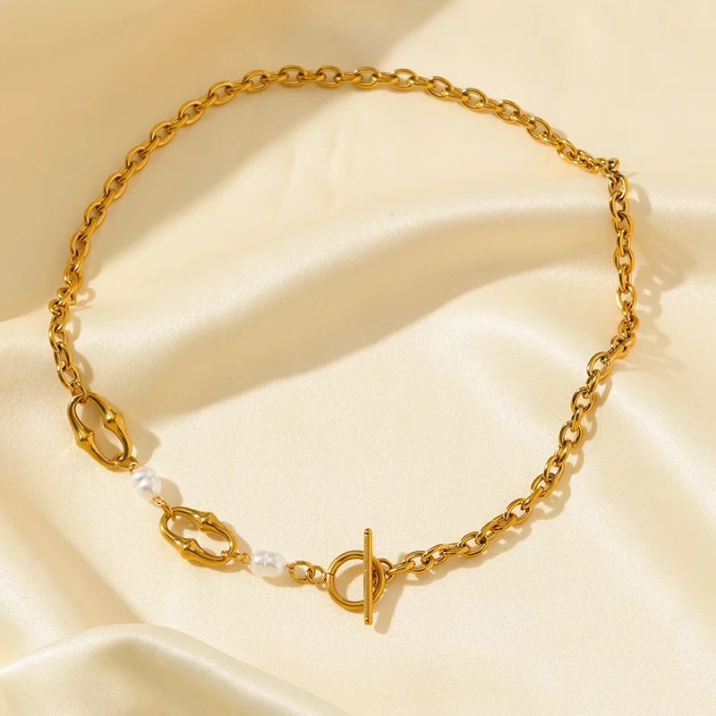EILIECK 316L Edelstahl Metallperlen Kettenhalskette Armband Set für Damen Neue Mode Wasserdichter Schmuck Urlaubsgeschenk – Detail 13