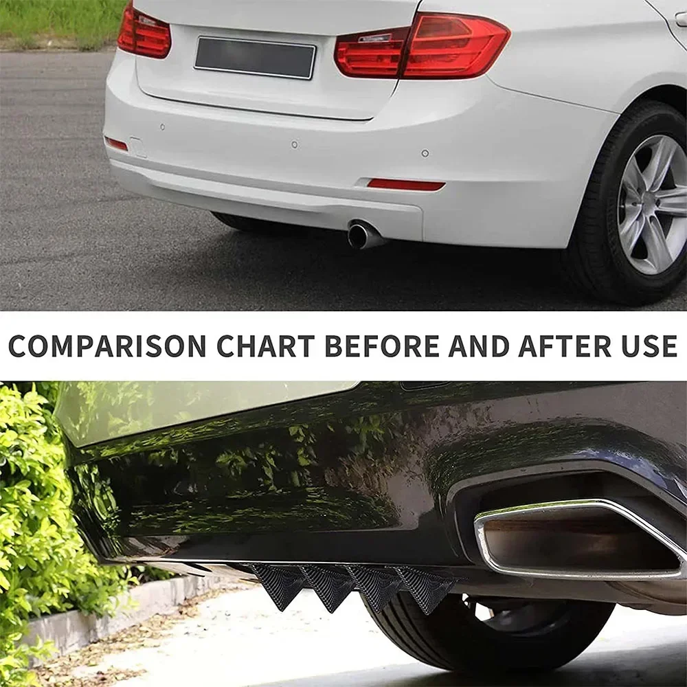 Universal For Dodge Charger Challenger SXT SRT 40cm Rear Bumper Splitter Cover + Diffuser Shark Fins Spoiler Car Accessories