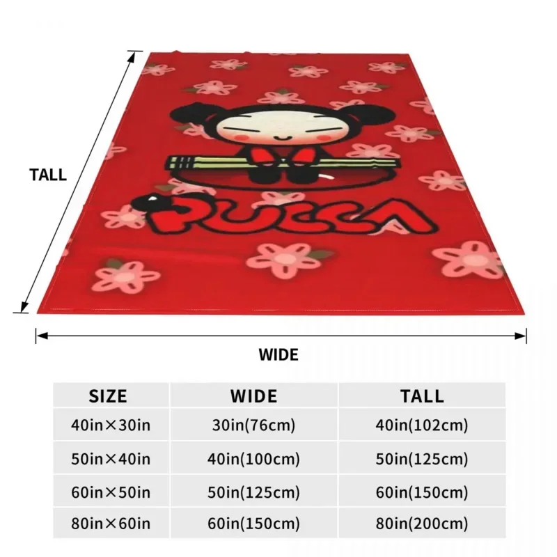 Pucca Blanket Fleece Summer Korean Doll Cartoon Multi-function Super Soft Throw Blankets for Sofa Office Bedspread